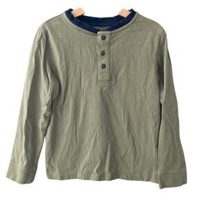 Rumi & Ryder Long Sleeve Henley Tee - Olive Green - Small 6/7
